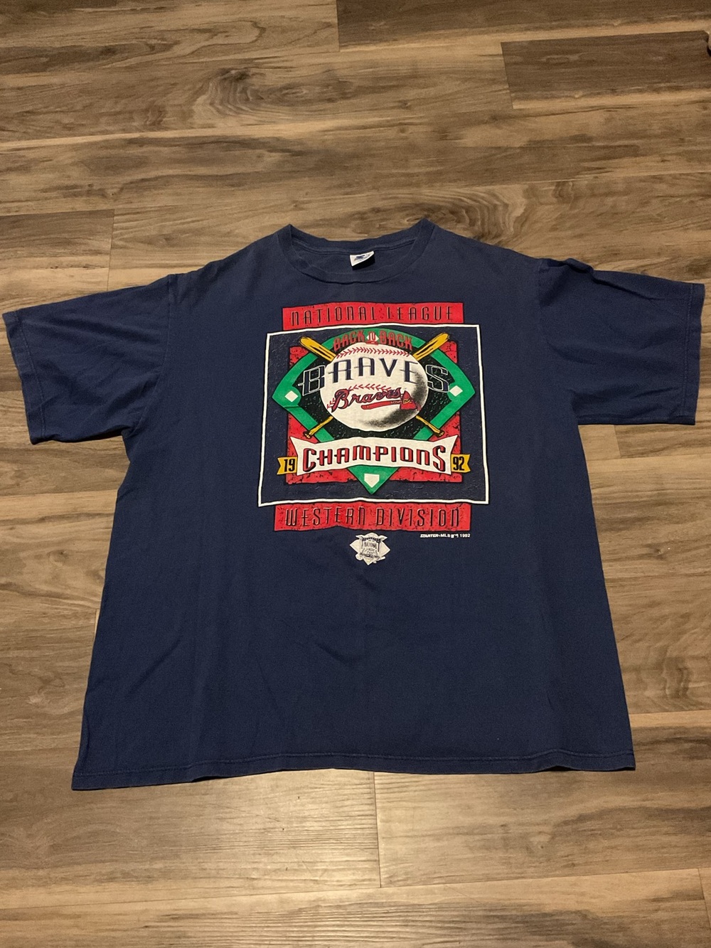 STARTER Navy Atlanta Braves Graphic Short Sleeve Tee